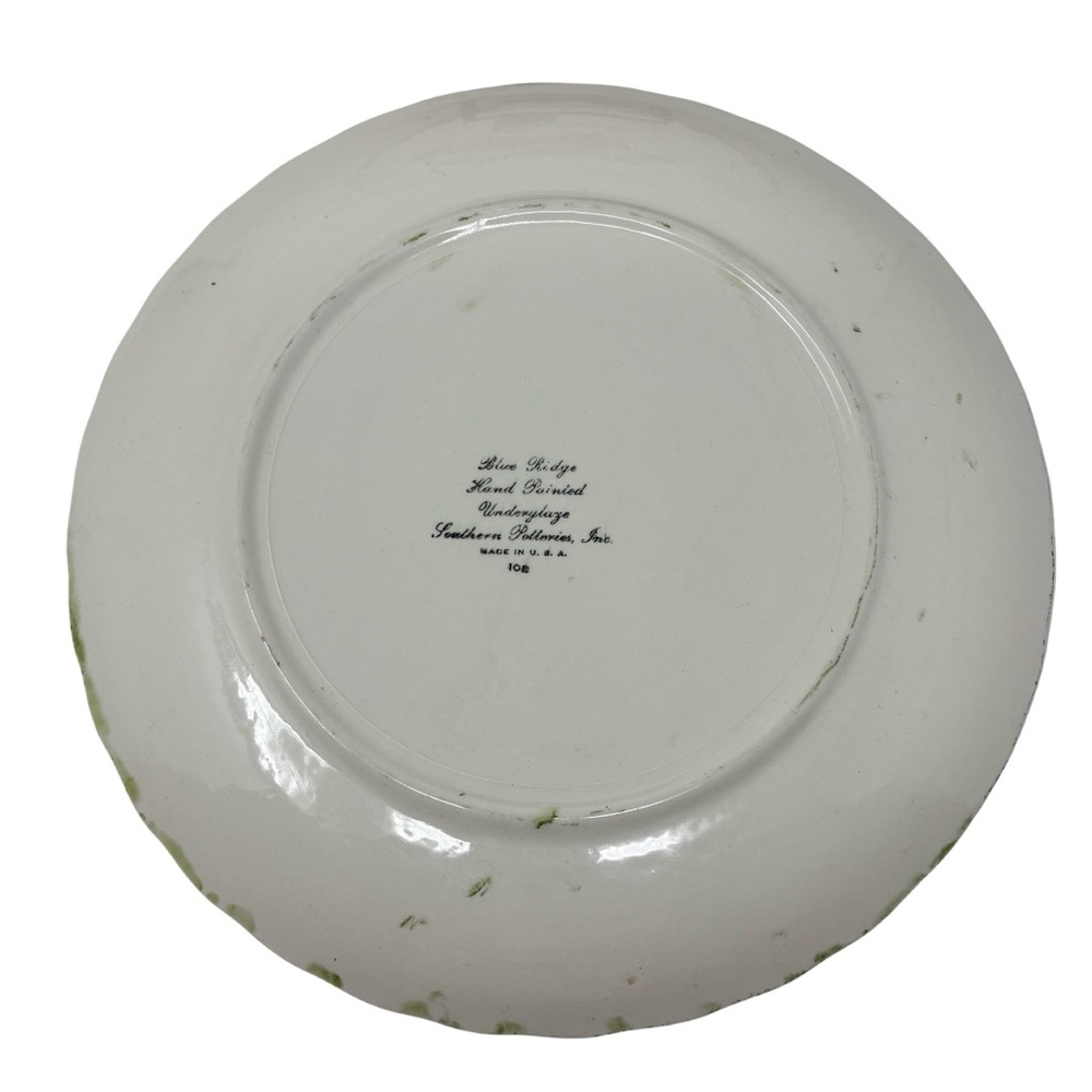 Blue Ridge Southern Pottery Apple Trio Dinner Plates Set of 2 Hand Painted USA - Picture 3 of 4